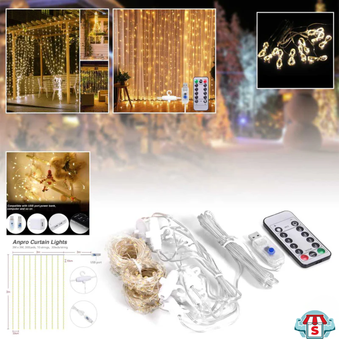 Prémium karácsonyi LED függöny – 3 × 2 m