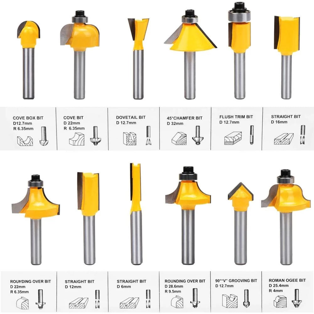 12 részes maró bitkészlet fához és műanyaghoz