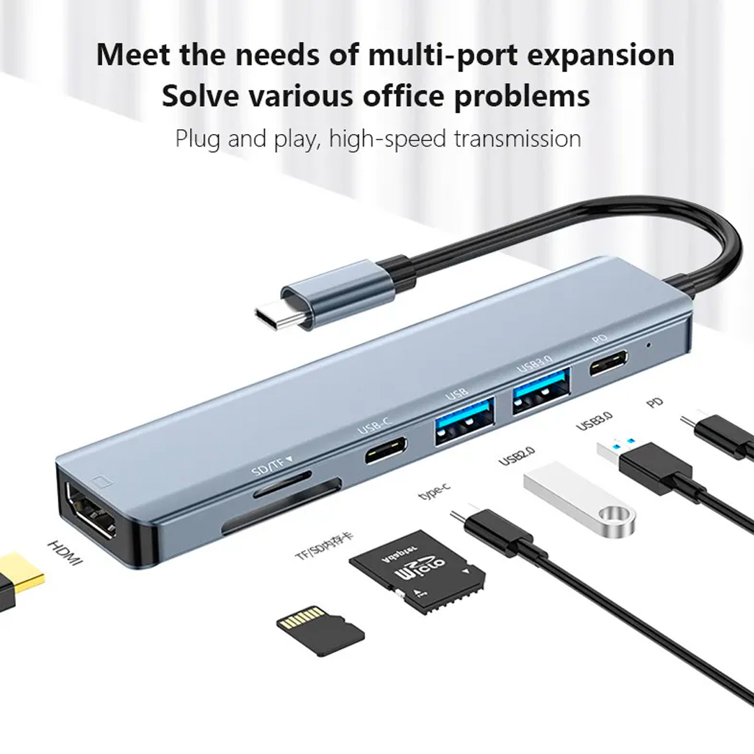 Multifunkcionális 7 az 1-ben USB Hub