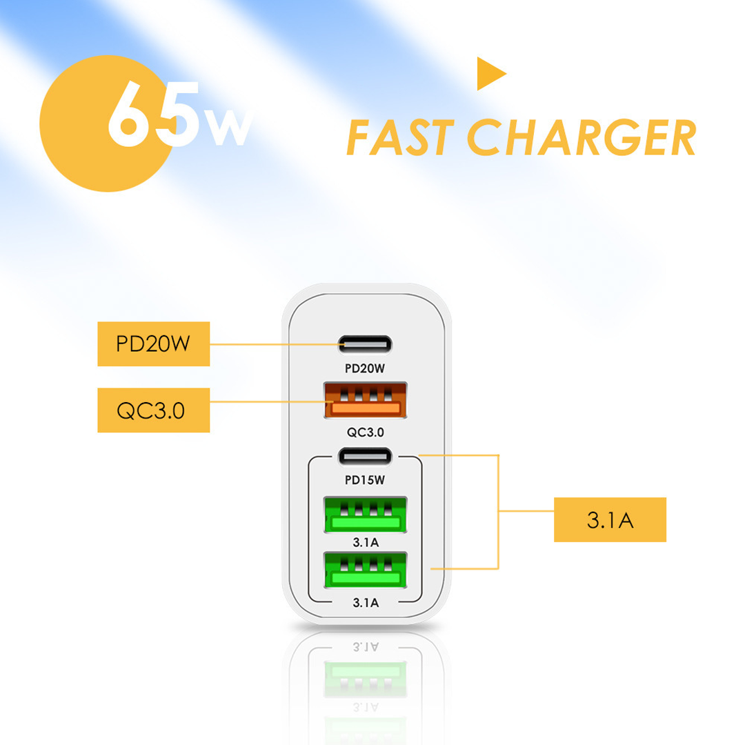 65 W-os gyorstöltő adapter több porttal - univerzális és praktikus!