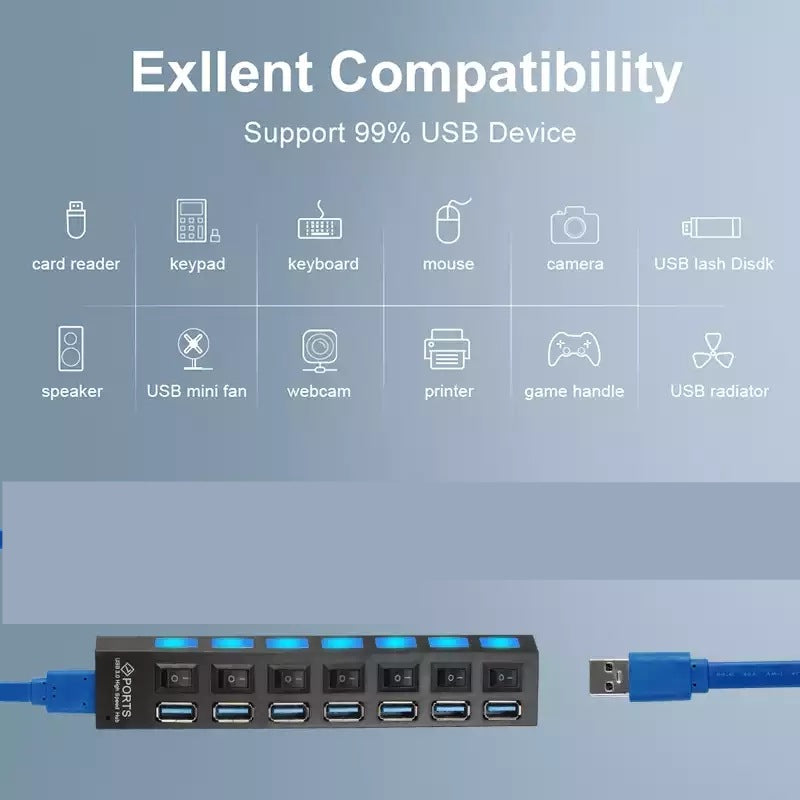 USB hub 7 porttal